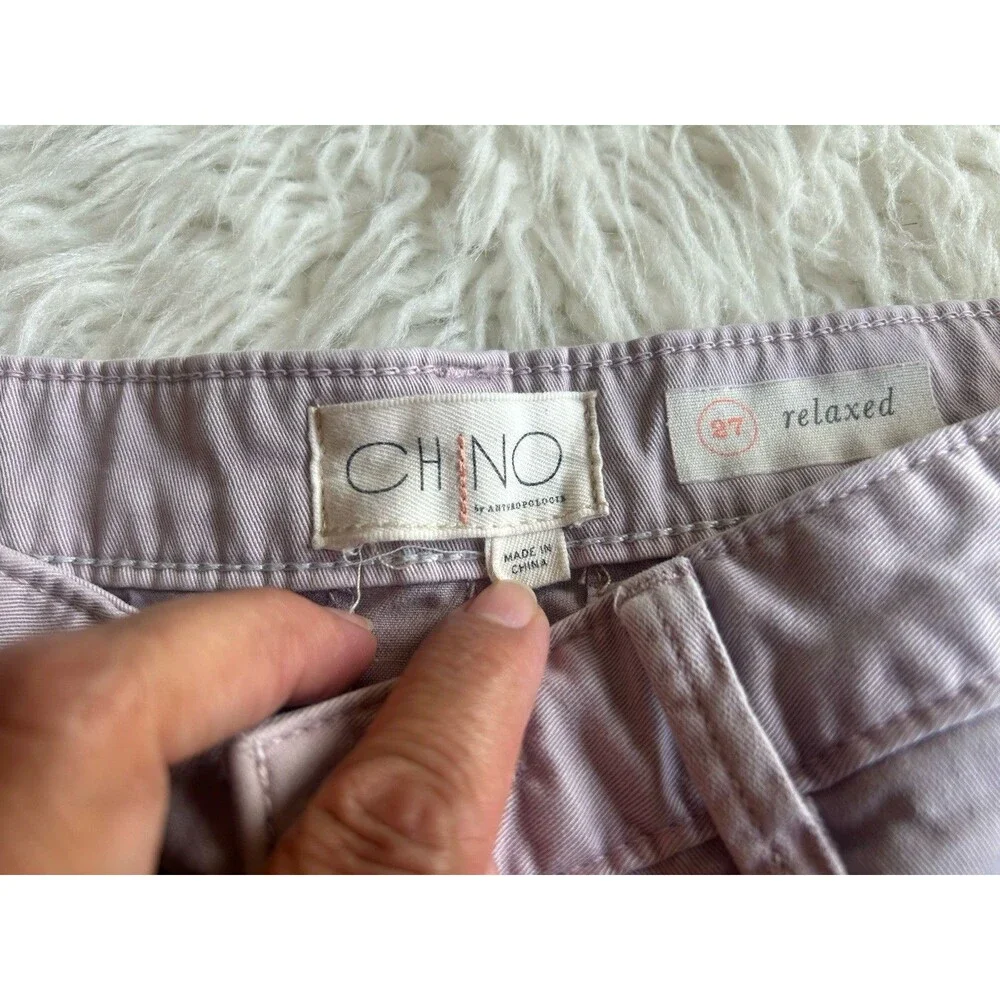 Anthropologie Chino 27 Relaxed Shorts Lilac Khaki Cotton Blend Summer - Picture 6 of 12